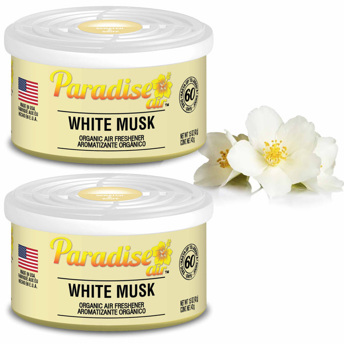 2 Pc Paradise Organic Air Freshener White Musk Scent Fiber Can Home Car Aroma