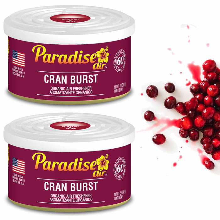 2 Pc Paradise Organic Air Freshener Cran Burst Scent Fiber Can Home Car Aroma