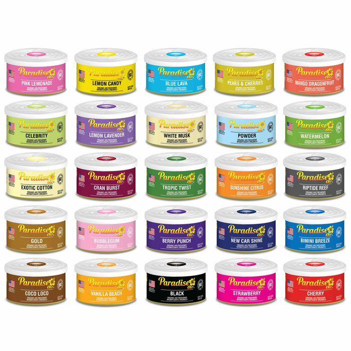 12 Paradise Organic Air Freshener Fiber Can Assorted Scent Home Office Car Aroma