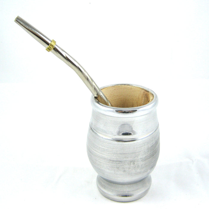 ARGENTINA MATE GOURD YERBA TEA ALUMINUM CUP SET BOMBILLA STRAW KIT DRINK 9358