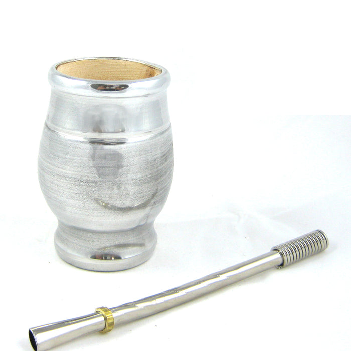 ARGENTINA MATE GOURD YERBA TEA ALUMINUM CUP SET BOMBILLA STRAW KIT DRINK 9358