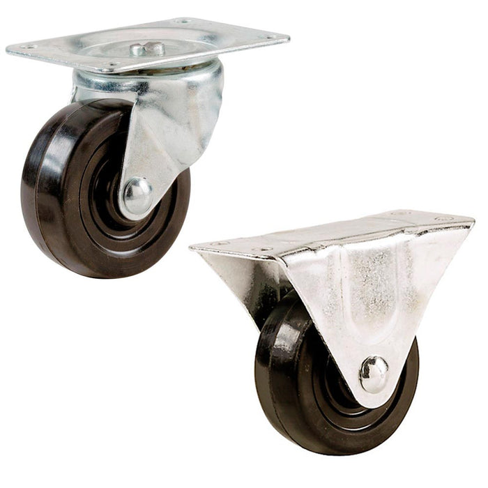 4 Pack Heavy Duty Caster Set Swivel Wheels  Brake Non Skid No Mark Castors 1.5"