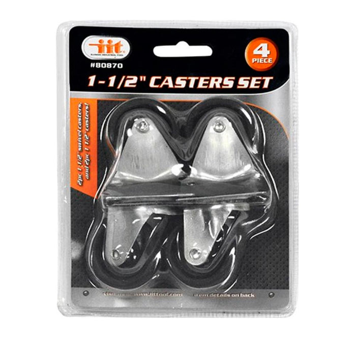 4 Pack Heavy Duty Caster Set Swivel Wheels  Brake Non Skid No Mark Castors 1.5"