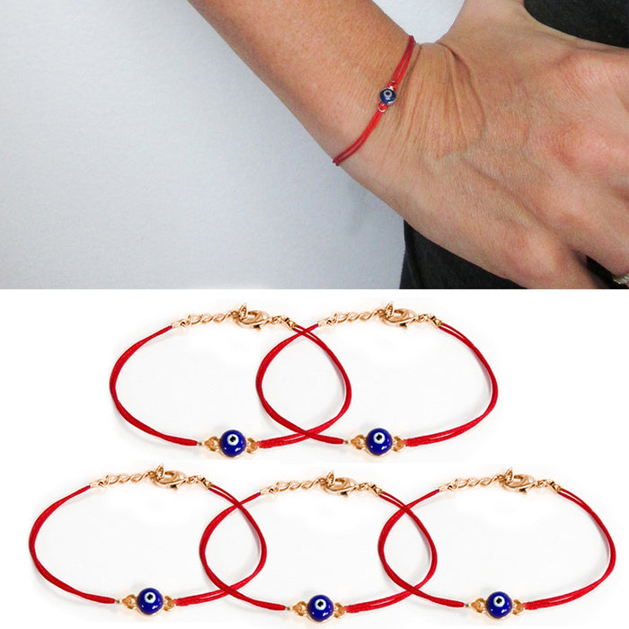 5 Pc Lot Evil Eye Red String Bracelet Kabbalah Good Luck Charm Protection Hamsa