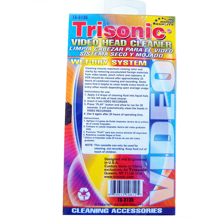 2 PACK Head Cleaning Video Tape Cassette VHS VCR Player Recorder Wet Dry Cleaner