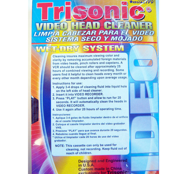 2 PACK Head Cleaning Video Tape Cassette VHS VCR Player Recorder Wet Dry Cleaner