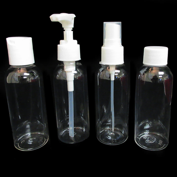 4PC Carry On Travel Bottles Kit Plastic Empty Jar Storage Container Portable Set
