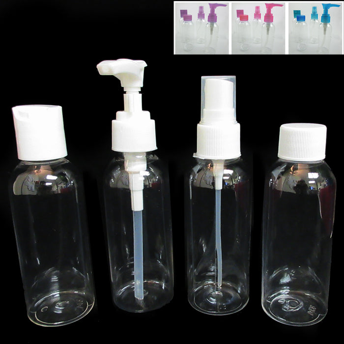 4PC Carry On Travel Bottles Kit Plastic Empty Jar Storage Container Portable Set