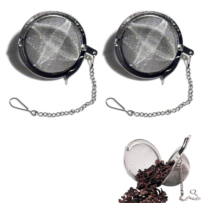 2 Pc Tea Infuser Ball Mesh Stainless Steel Strainer Filter Diffuse Loose Leaf