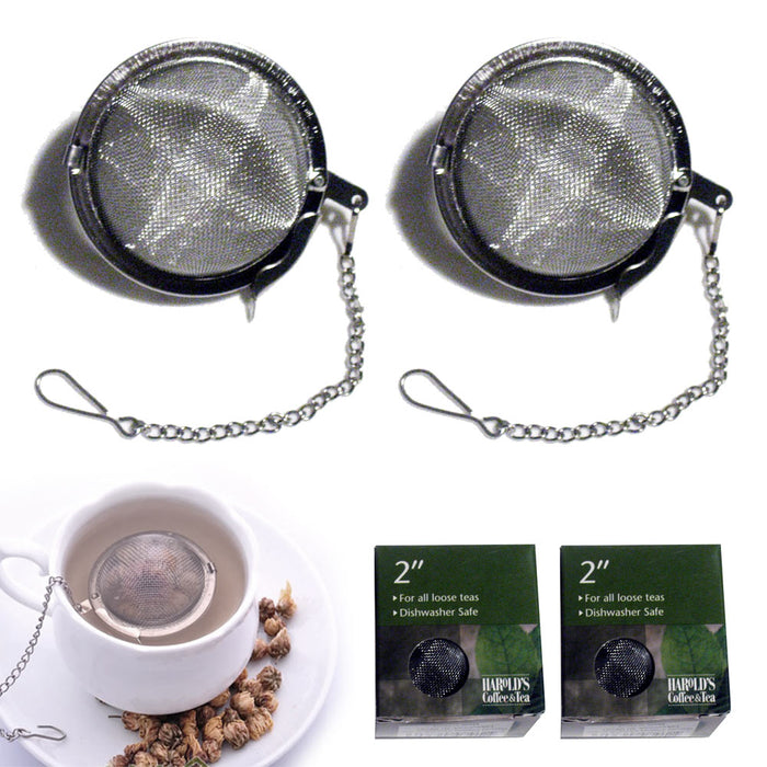 2 Pc Tea Infuser Ball Mesh Stainless Steel Strainer Filter Diffuse Loose Leaf