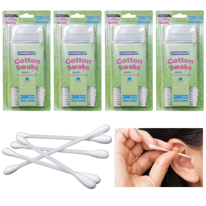 1200 Cotton Swab Applicator Soft Buds Tip Double Tipped White Sticks Makeup Ears