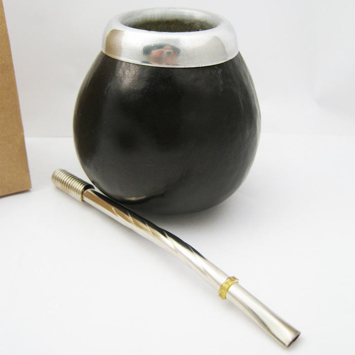 Argentina Yerba Mate Tea Gourd Cup Artisan Straw Bombilla  6 Oz Leaf Bag Kit 058