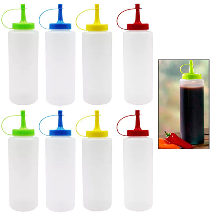 8 X Clear Plastic Bottle Squeeze Condiment Ketchup Mustard Oil Mayo Sauce 10 OZ