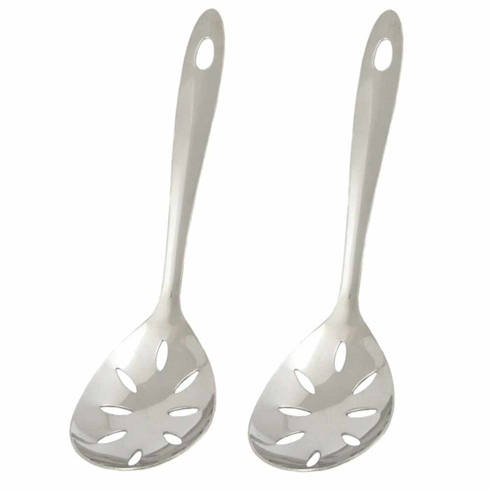 2 Stainless Steel Serving Slotted Spoon Cooking Utensil Kitchen Tool Heavy Gauge