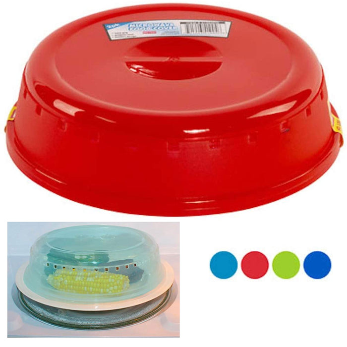 4 X Microwave Plate Covers Colors Plastic Splatter Lid Steam Vent 10" Food Dish