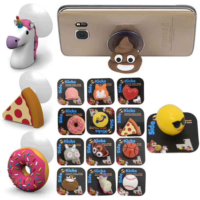 4 Pc Cell Phone Grip Stand Holder Suction Mount Character Emoji
