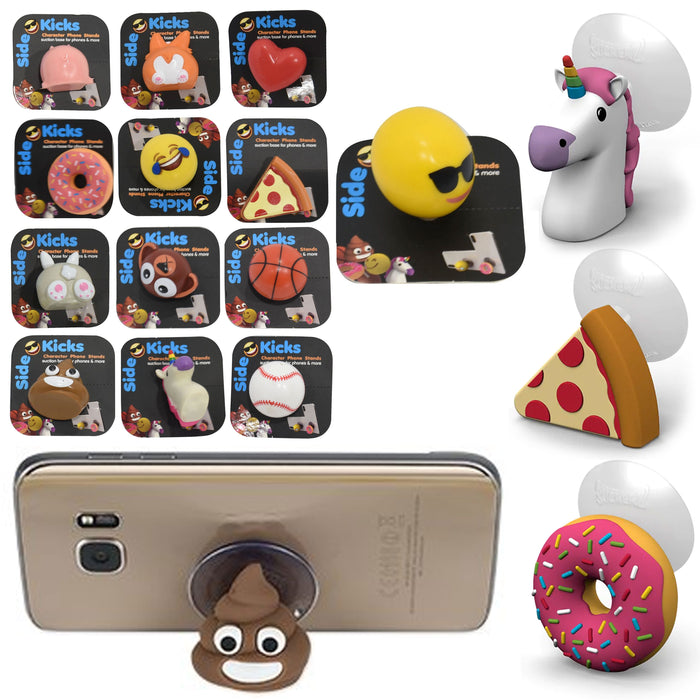 4 Pc Cell Phone Grip Stand Holder Suction Mount Character Emoji