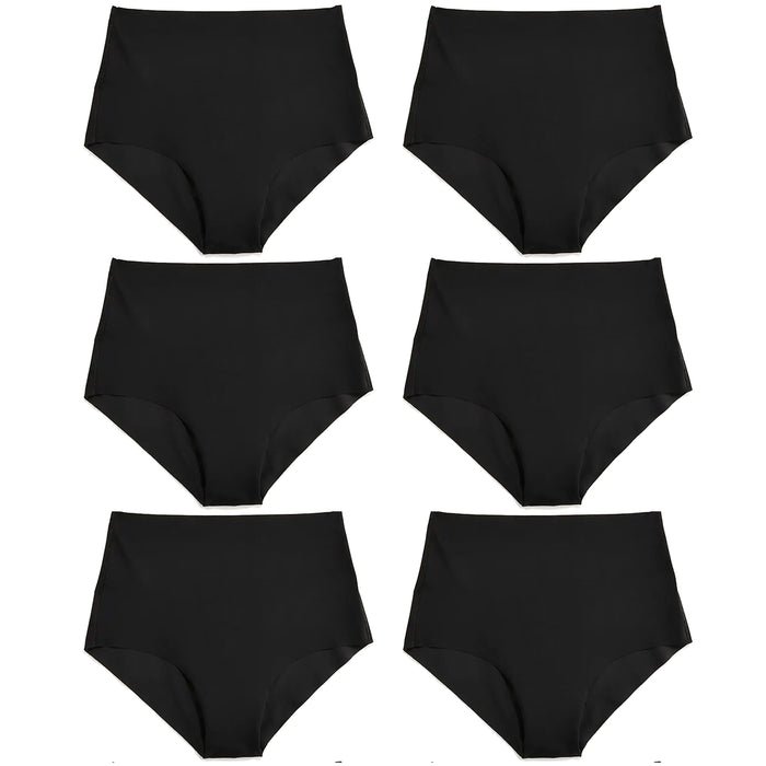 6 Pc Women's Seamless Invisible Briefs High Waist Rise Laser Cut Panties Size XL