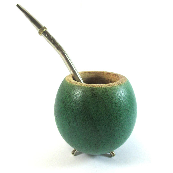 Handmade Argentina Mate Gourd Yerba Tea Cup Straw Bombilla Algarrobo Detox Green