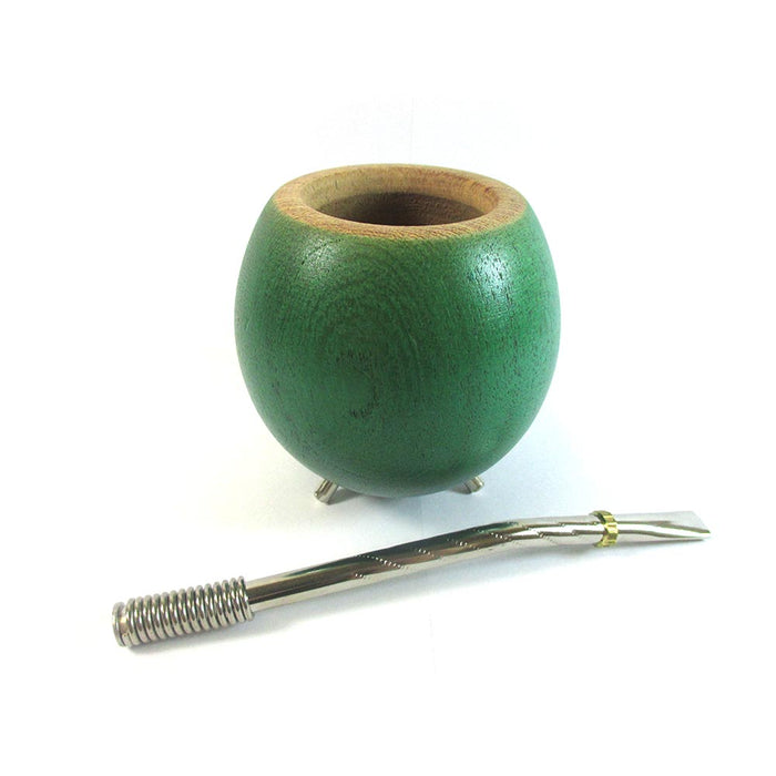 Handmade Argentina Mate Gourd Yerba Tea Cup Straw Bombilla Algarrobo Detox Green