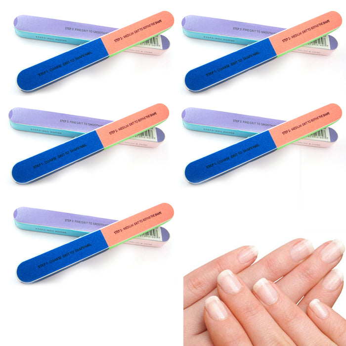 10 pc Nail Buffer 7 Way Shiner Buffing Block Sanding Files Manicure Mash