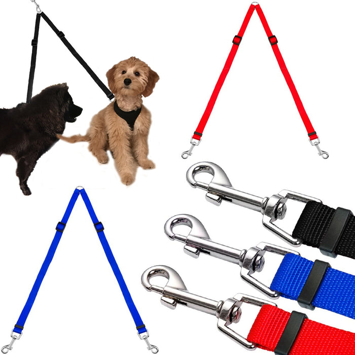 1pc Paired Dog Leash 65" Long Dual Double Walk Pet Coupler 2 Dogs Nylon New !