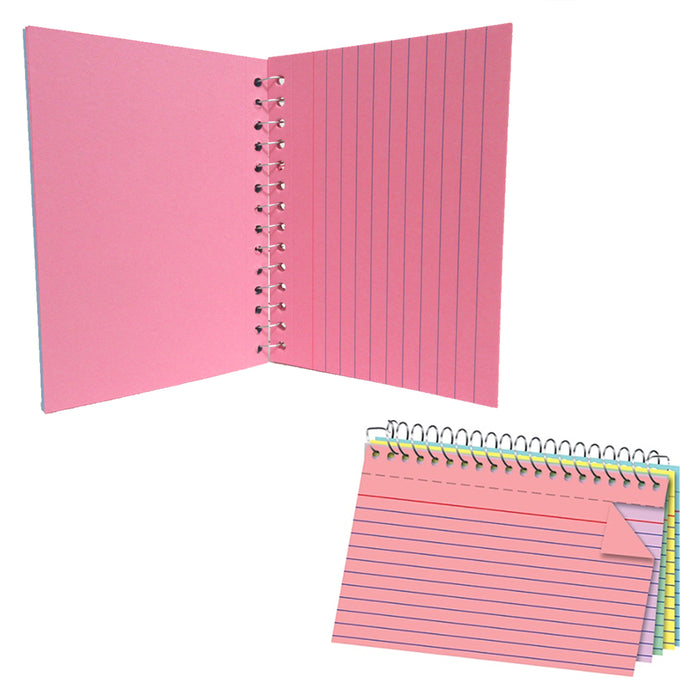 2 Pack Spiral Bound Index Cards 3" X 5" Ruled 50Ct Assorted Colors School Office