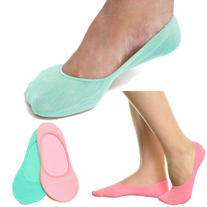 2 Pairs Women's No Show Socks Liner Boat Ballet Foot Cover Footies Low Cut Color