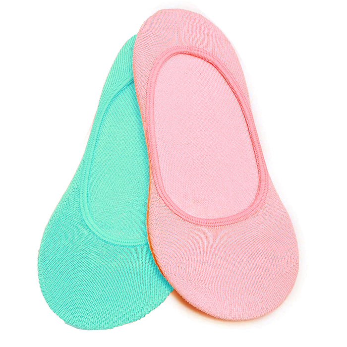 2 Pairs Women's No Show Socks Liner Boat Ballet Foot Cover Footies Low Cut Color