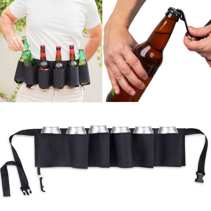 1 X 6 Pack Beer Soda Can Water Bottle Holster Belt Bandolier Adjustable Gag Gift