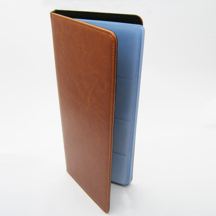 Faux Leather Business Name Credit ID 96 Card Organizer Holder Tan Book Office