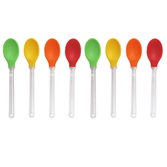 8PC Silicone Mixing Spoon Utensil Serving Cooking Baking Heat Resistant Kitchen