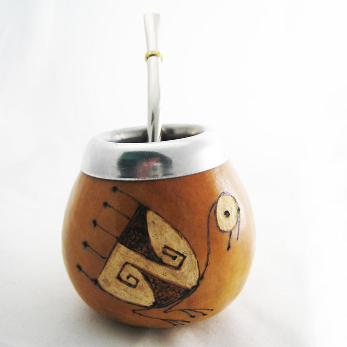 Mate Gourd Yerba Tea With Bombilla Straw Kit Argentina Drink Artisan Handmade