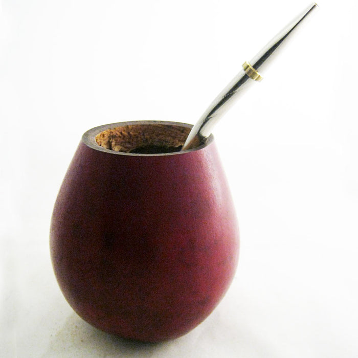ARGENTINA MATE GOURD YERBA TEA WITH STRAW BOMBILLA KIT INFUSION HANDMADE 6822 !!