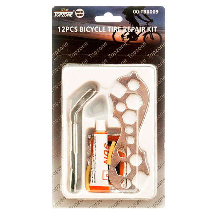 12pc Bike Tire Repair Kit Bicycle Cycle Tube Puncture Patch Levers Spanner Tool