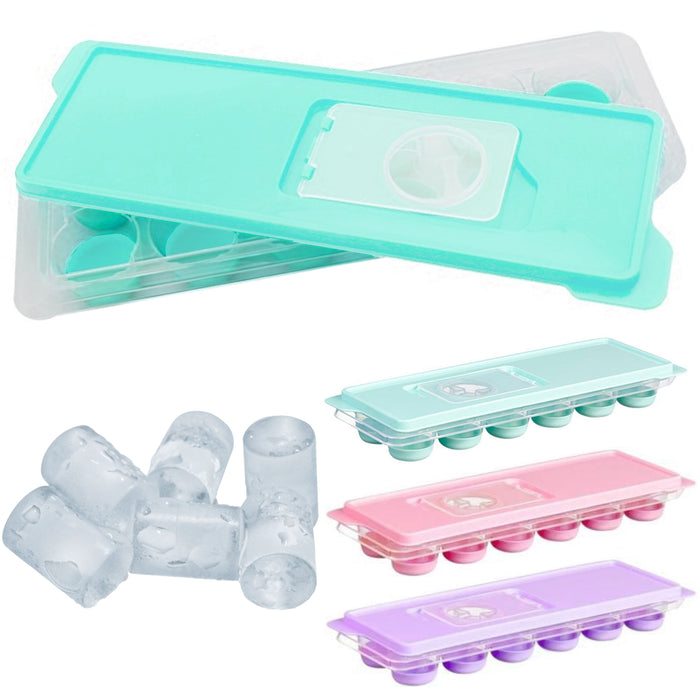 4 Pc Silicone Easy Pop Out Non Stick Ice Cube Tray Push Bottom Round Cylinder