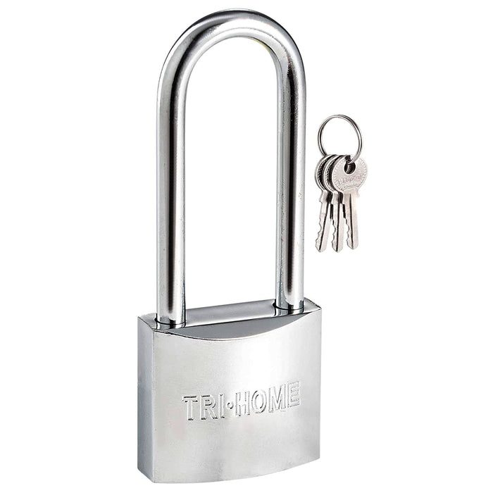 3 Pack Long Shackle Metal Padlocks Heavy Duty 1.5" Brass Locks Keyed 3 Keys 40mm