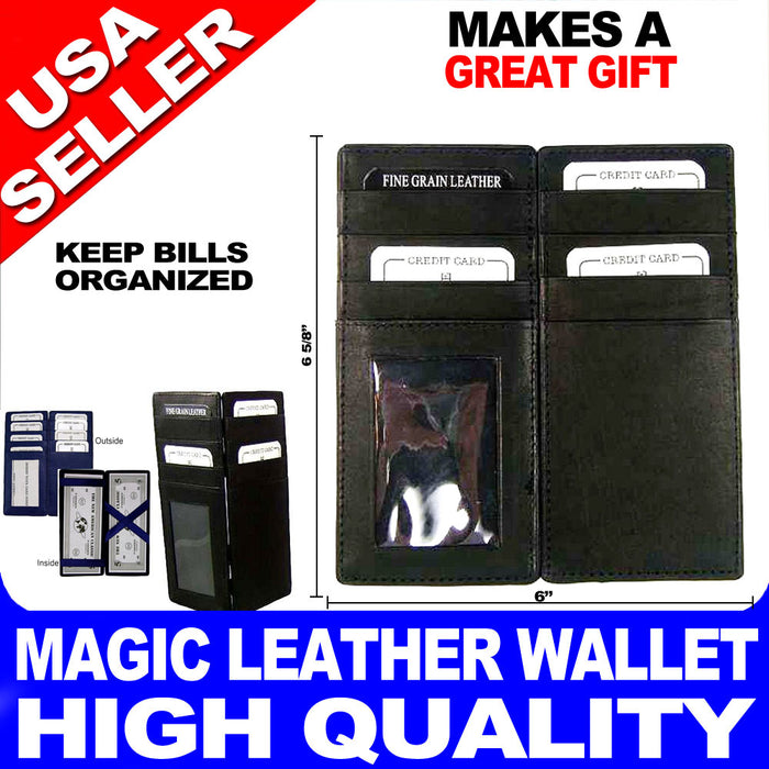 Genuine Leather Trick Wallet Bifold Card Money Holder Minimalistic Fashion Slim