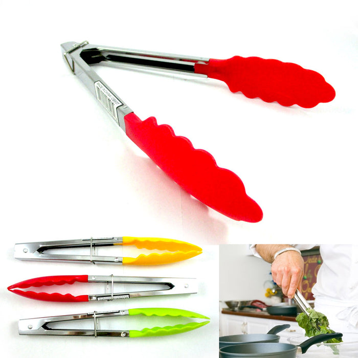 2pc Multi Purpose Metal Tongs Kitchen Grill BBQ Salad Cooking Serving Bread 10"