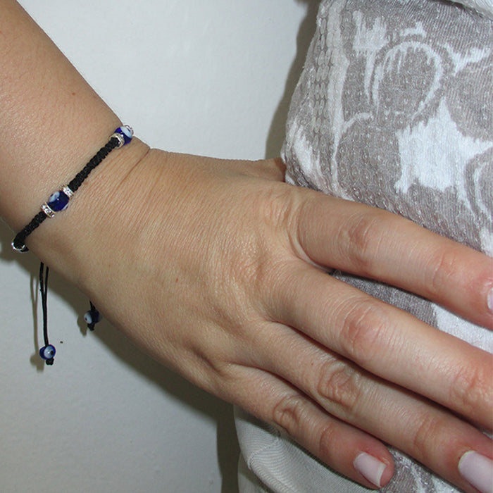 1 Pc Kabbbalah Macrame Bracelet Evil Eye Bead Blue Hamsa Luck Charm Adult Kid