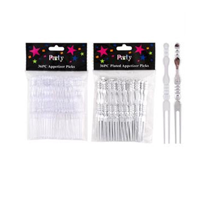 36 Pc Appetizer Picks Cocktail Skewers Olive Hors D'oeuvre Silver Plated Wedding