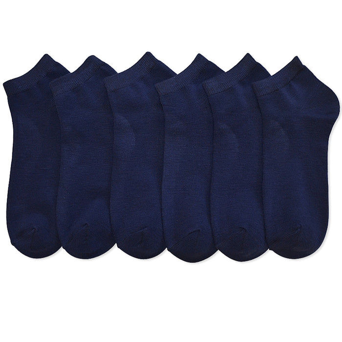 6 Pairs Womens Ankle Socks Low Cut Fit Crew Size 9-11 Sports Navy Footies