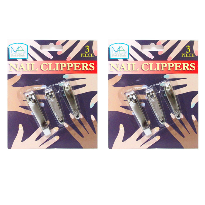6 Nail Clippers Stainless Steel Fingernails Trimmer Toenails Manicure File Set