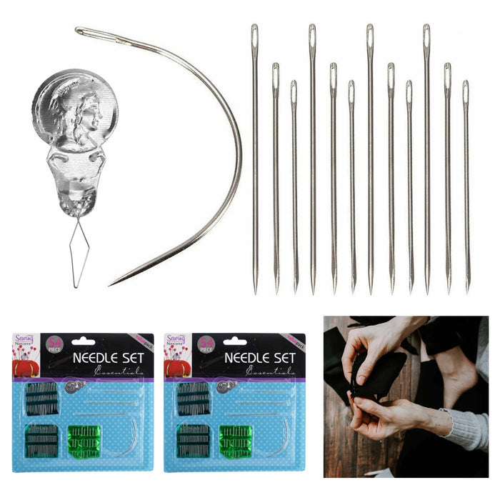54pc Assorted Self Threading Hand Sewing Needle Set Thread Embroidery Craft Tool