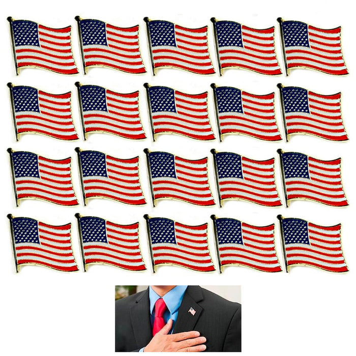 20 AMERICAN FLAG LAPEL PIN Hat Tie Tack Badge Pinback Vest Patriotic