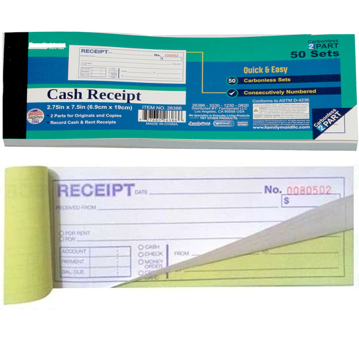 12 X Carbonless Receipt Book Sheets Cash Money Records 2 Part 50 Sets Duplicates