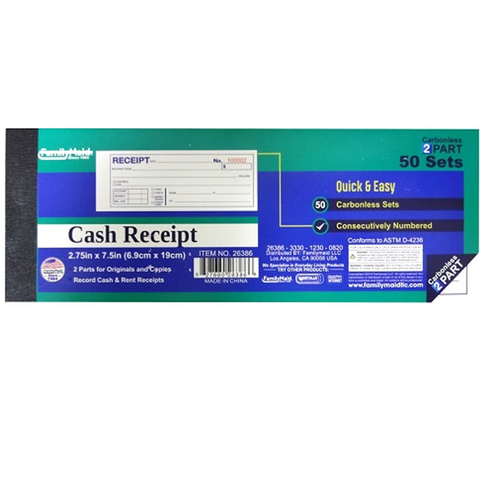 6 X Cash Money Carbonless Receipt Book Sheets Records Copy Sheet 2 Part 50 Sets