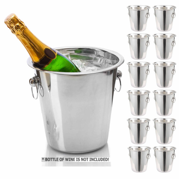 12 Stainless Steel Champagne Ice Bucket Wine Chiller Beer Cooler Tub Large 4qt