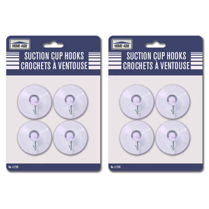 8 Pc Suction Cups Hook Clear Glass Window Wall Sucker Hanger kitchen Bathroom