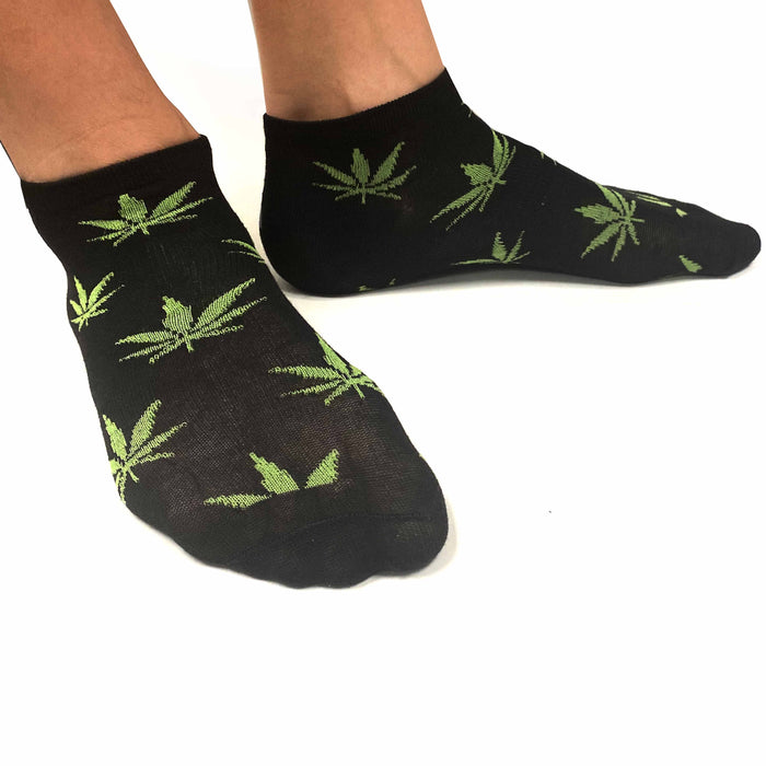 12 Pairs Mens Sports Ankle Socks Low Cut Green Leaf Pot 420 Novelty Crew 10-13